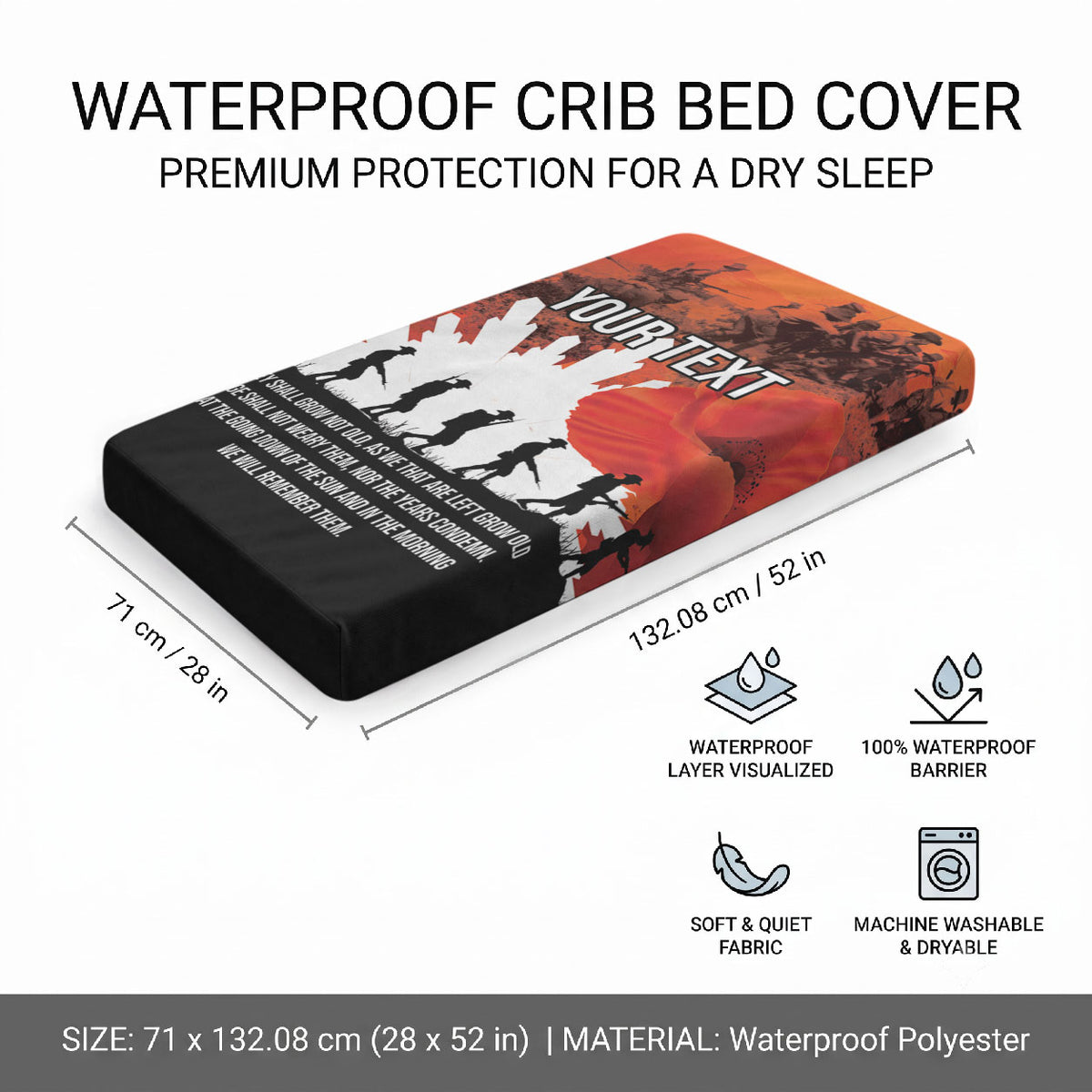Anzac Day Gallipoli Personalised Baby Bed Cover Red Poppy Flowers LT9 - Polynesian Pride