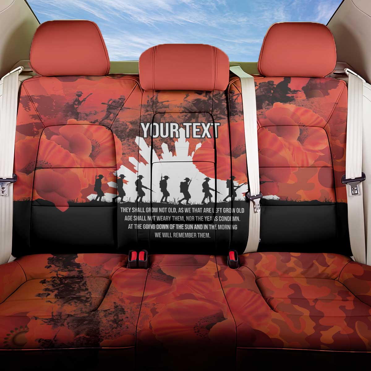 Anzac Day Gallipoli Personalised Back Car Seat Cover Red Poppy Flowers LT9 One Size Red - Polynesian Pride
