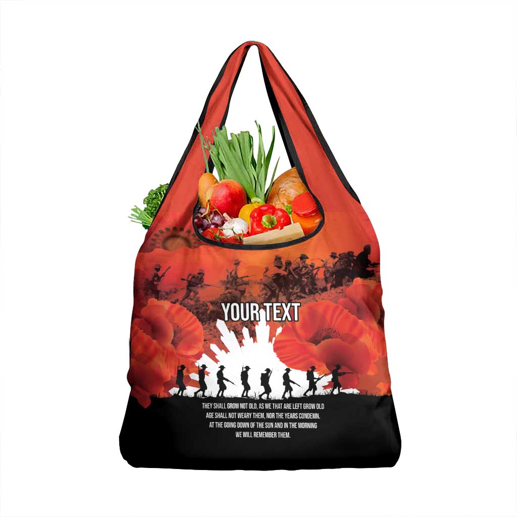 Anzac Day Gallipoli Personalised Grocery Bag Red Poppy Flowers LT9 1-pack One Size Red - Polynesian Pride