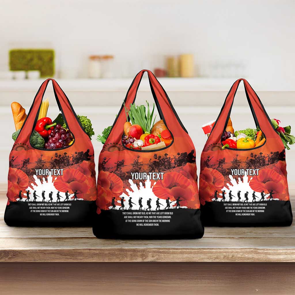 Anzac Day Gallipoli Personalised Grocery Bag Red Poppy Flowers LT9 3-pack One Size Red - Polynesian Pride