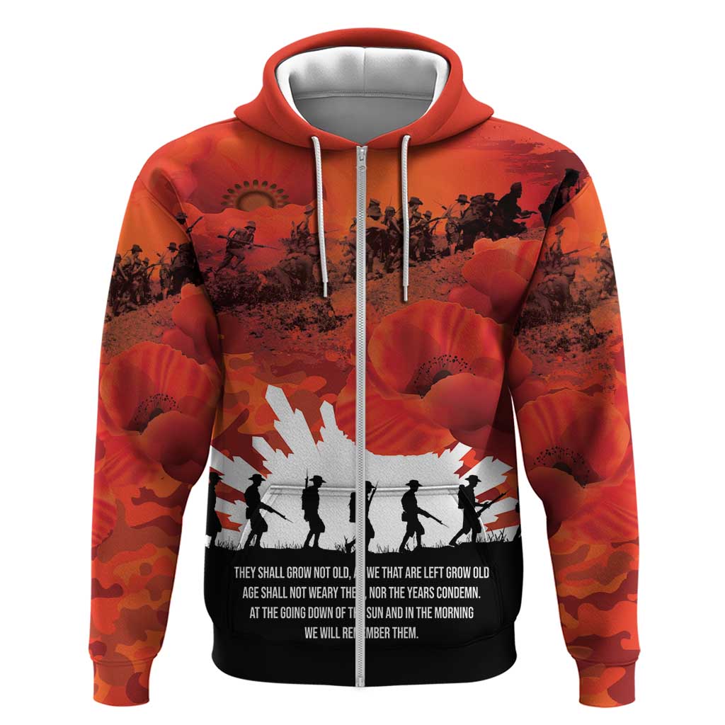 Anzac Day Gallipoli Personalised Hoodie Red Poppy Flowers LT9 Zip Hoodie Red - Polynesian Pride