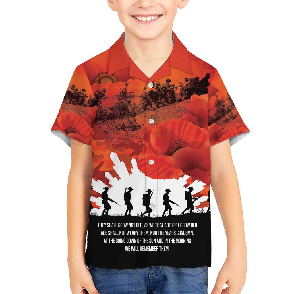 Anzac Day Gallipoli Personalised Kid Hawaiian Shirt Red Poppy Flowers LT9 Kid Red - Polynesian Pride