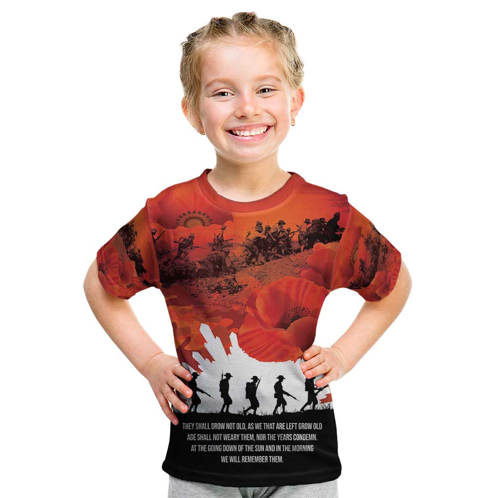 Anzac Day Gallipoli Personalised Kid T Shirt Red Poppy Flowers LT9 Red - Polynesian Pride