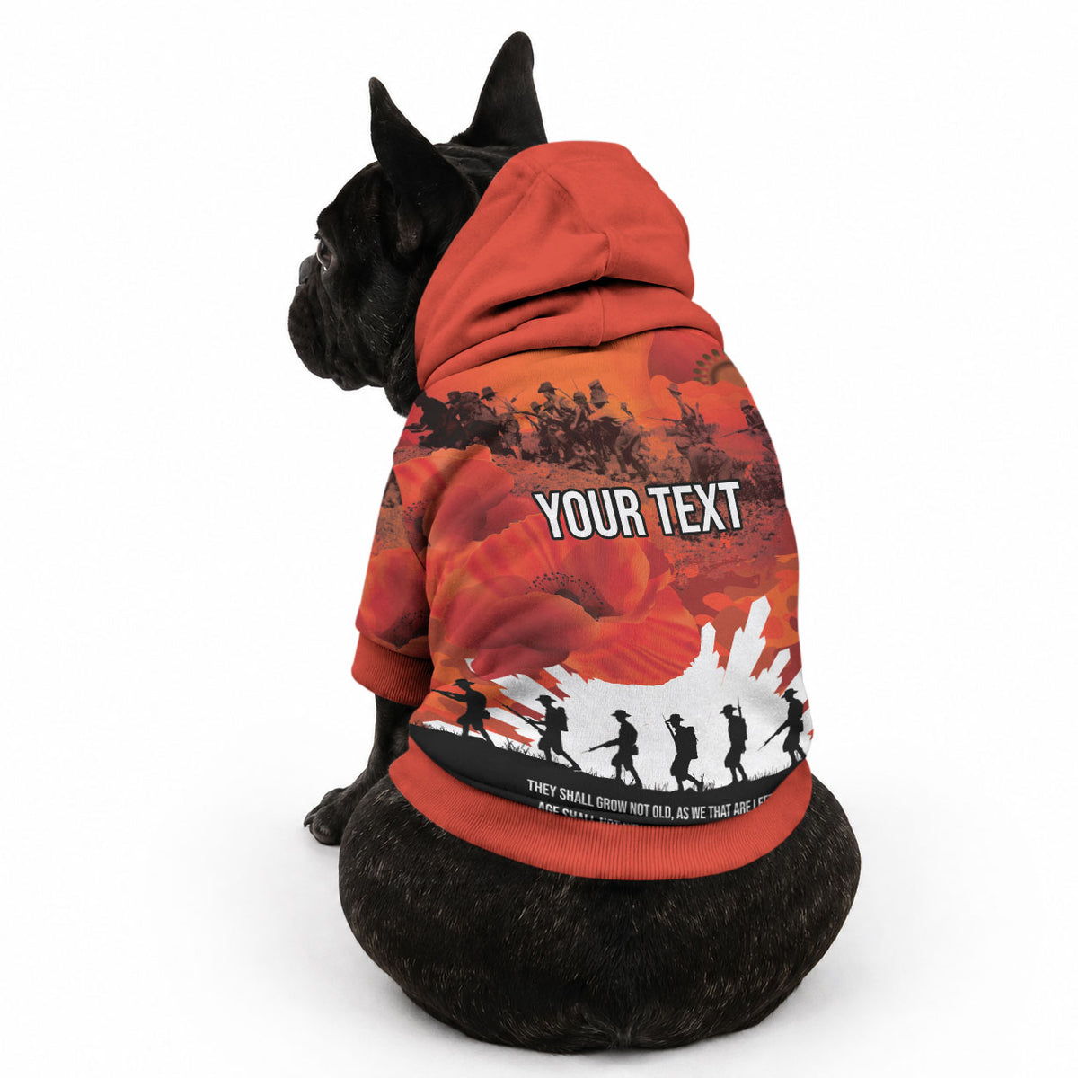 Anzac Day Gallipoli Personalised Pet Hoodie Red Poppy Flowers LT9 - Polynesian Pride
