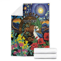 Kiwi-Kookaburra Bird ANZAC Personalised Blanket Aussie Golden Wattle Poppy Flowers LT9 - Polynesian Pride