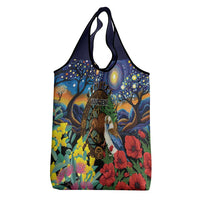 Kiwi-Kookaburra Bird ANZAC Personalised Grocery Bag Aussie Golden Wattle Poppy Flowers LT9 - Polynesian Pride