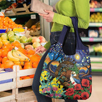 Kiwi-Kookaburra Bird ANZAC Personalised Grocery Bag Aussie Golden Wattle Poppy Flowers LT9 - Polynesian Pride