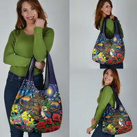 Kiwi-Kookaburra Bird ANZAC Personalised Grocery Bag Aussie Golden Wattle Poppy Flowers LT9 - Polynesian Pride