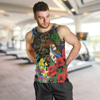 Kiwi-Kookaburra Bird ANZAC Personalised Men Tank Top Aussie Golden Wattle Poppy Flowers LT9 Blue - Polynesian Pride