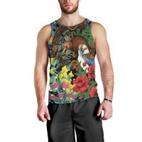 Kiwi-Kookaburra Bird ANZAC Personalised Men Tank Top Aussie Golden Wattle Poppy Flowers LT9 - Polynesian Pride
