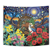 Kiwi-Kookaburra Bird ANZAC Personalised Tapestry Aussie Golden Wattle Poppy Flowers LT9 - Polynesian Pride