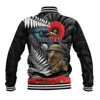 Kiwi-Tui Bird Soldier ANZAC Day Personalised Baseball Jacket Maori Silver Fern Motif LT9 - Polynesian Pride