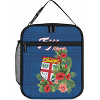 Polynesian Pride Fiji Lunch Bag Tropical Flowers and Tapa Pattern LT9 10.2 × 8.3 × 4.3 inch Blue - Polynesian Pride