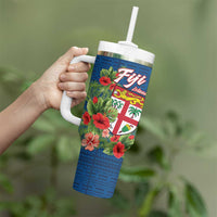 Fiji Island Tropical Flowers and Tapa Pattern Tumbler With Handle LT9 - Polynesian Pride