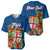 Personalised Fiji Baseball Jersey Tropical Flowers and Tapa Pattern LT9 Blue - Polynesian Pride