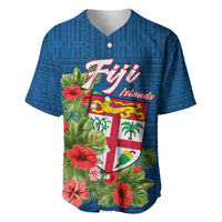 Personalised Fiji Baseball Jersey Tropical Flowers and Tapa Pattern LT9 - Polynesian Pride
