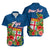 Personalised Fiji Hawaiian Shirt Tropical Flowers and Tapa Pattern LT9 Blue - Polynesian Pride