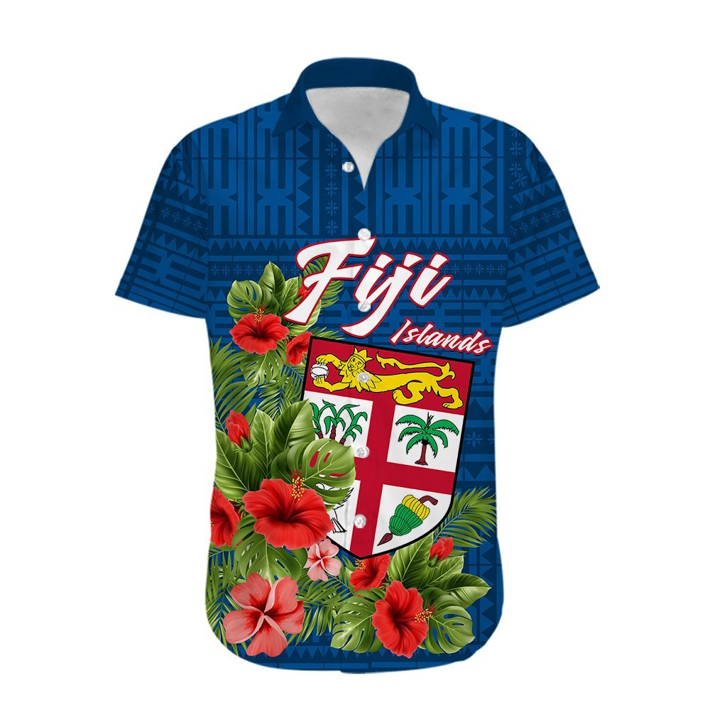 Personalised Fiji Hawaiian Shirt Tropical Flowers and Tapa Pattern LT9 - Polynesian Pride