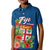 Personalised Fiji Kid Polo Shirt Tropical Flowers and Tapa Pattern LT9 Kid Blue - Polynesian Pride