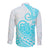 Polynesian Long Sleeve Button Shirt Tribal Tattoo Aqua Screen Color LT9 - Polynesian Pride