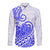 Polynesian Long Sleeve Button Shirt Tribal Tattoo Blue Screen Color LT9 Unisex Blue - Polynesian Pride