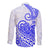 Polynesian Long Sleeve Button Shirt Tribal Tattoo Blue Screen Color LT9 - Polynesian Pride