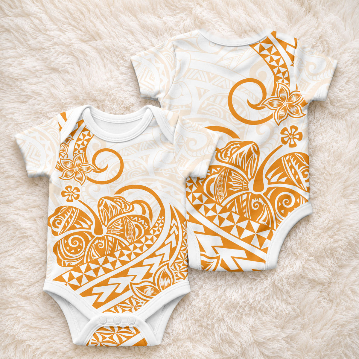 Polynesia Tribal Tattoo Gold Screen Color Baby Onesie LT9 - Polynesian Pride