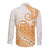 Polynesian Long Sleeve Button Shirt Tribal Tattoo Gold Screen Color LT9 - Polynesian Pride