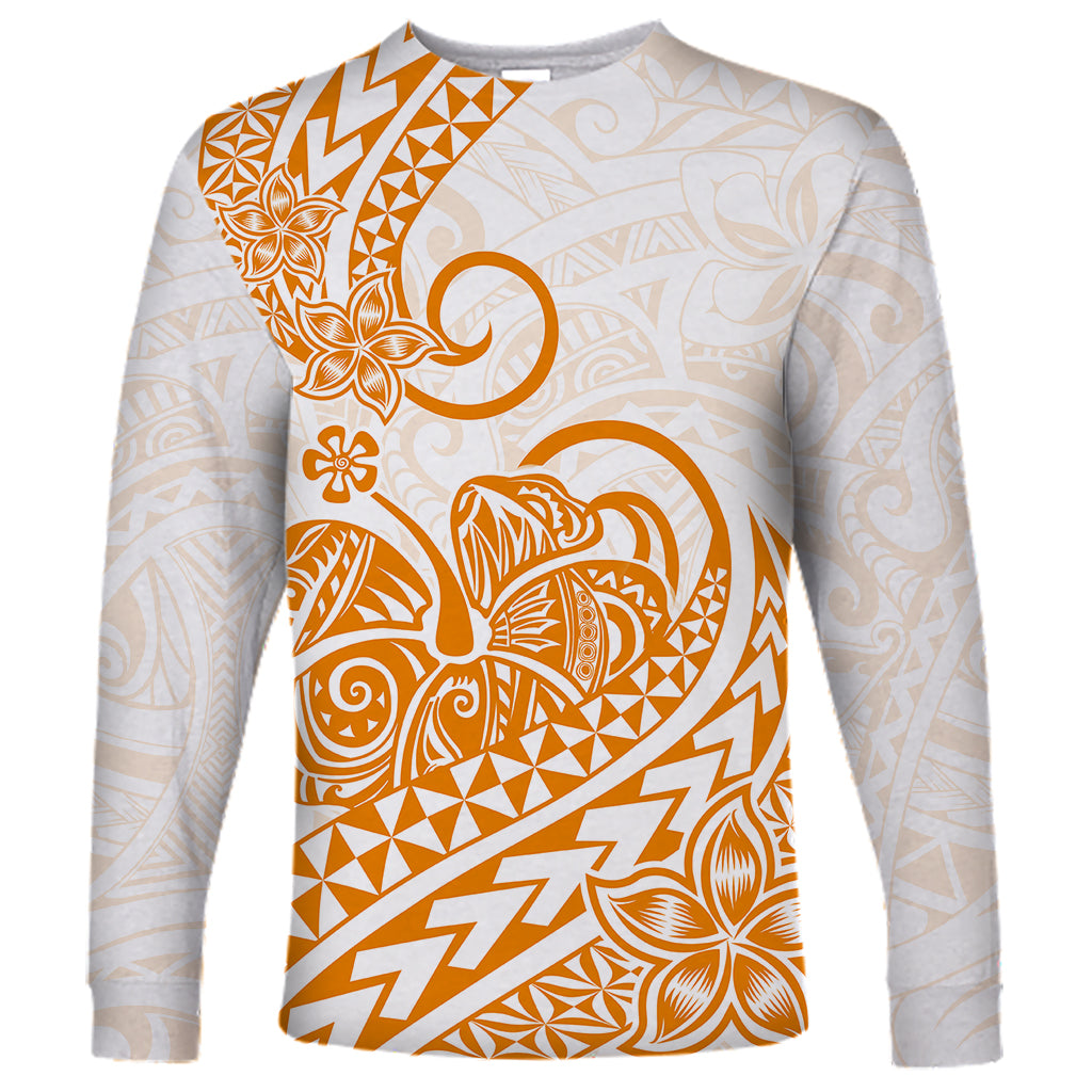 Polynesian Long Sleeve Shirt Tribal Tattoo Gold Screen Color LT9 Unisex Gold - Polynesian Pride