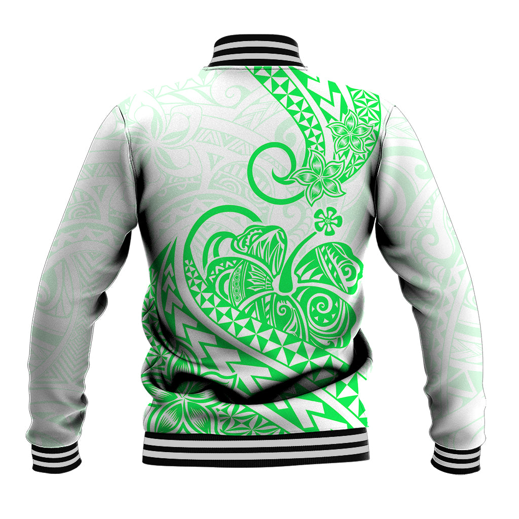 Polynesian Baseball Jacket Tribal Tattoo Green Screen Color LT9 - Polynesian Pride