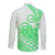 Polynesian Long Sleeve Button Shirt Tribal Tattoo Green Screen Color LT9 - Polynesian Pride