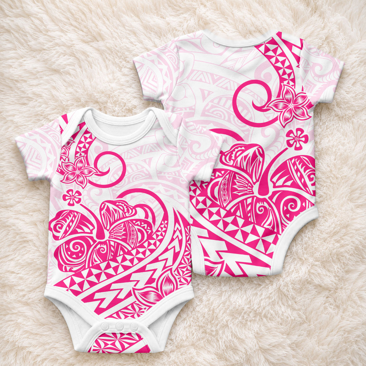 Polynesia Tribal Tattoo Pink Screen Color Baby Onesie LT9 - Polynesian Pride