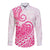 Polynesian Long Sleeve Button Shirt Tribal Tattoo Pink Screen Color LT9 Unisex Pink - Polynesian Pride