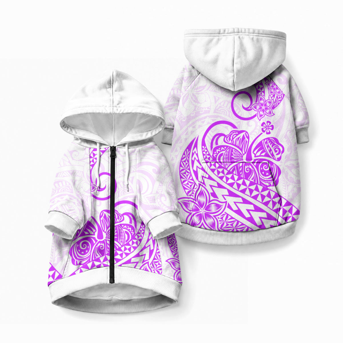 Polynesia Tribal Tattoo Purple Screen Color Pet Hoodie LT9 Zip-up Purple - Polynesian Pride