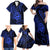 Polynesian Guam Coat of Arms Family Matching Off Shoulder Maxi Dress and Hawaiian Shirt Polynesian Tribal Tattoo Blue Version