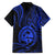 Polynesian Guam Coat of Arms Family Matching Summer Maxi Dress and Hawaiian Shirt Polynesian Tribal Tattoo Blue Version