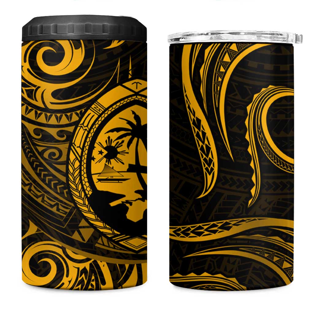 Polynesian Guam Coat of Arms 4 in 1 Can Cooler Tumbler Polynesian Tribal Tattoo Gold Version LT9 One Size: 16 oz Gold - Polynesian Pride