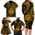 Polynesian Guam Coat of Arms Family Matching Long Sleeve Bodycon Dress and Hawaiian Shirt Polynesian Tribal Tattoo Gold Version