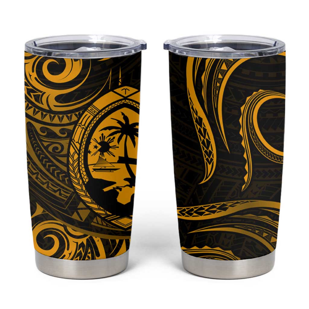 Polynesian Guam Coat of Arms Tumbler Cup Polynesian Tribal Tattoo Gold Version LT9 Gold - Polynesian Pride