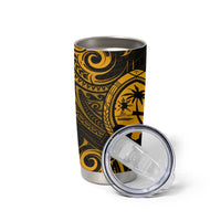 Polynesian Guam Coat of Arms Tumbler Cup Polynesian Tribal Tattoo Gold Version LT9 - Polynesian Pride