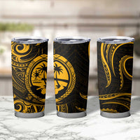 Polynesian Guam Coat of Arms Tumbler Cup Polynesian Tribal Tattoo Gold Version LT9 - Polynesian Pride