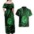 Polynesian Guam Coat of Arms Couples Matching Off Shoulder Maxi Dress and Hawaiian Shirt Polynesian Tribal Tattoo Green Version