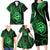 Polynesian Guam Coat of Arms Family Matching Long Sleeve Bodycon Dress and Hawaiian Shirt Polynesian Tribal Tattoo Green Version