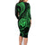 Polynesian Guam Coat of Arms Family Matching Long Sleeve Bodycon Dress and Hawaiian Shirt Polynesian Tribal Tattoo Green Version