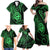 Polynesian Guam Coat of Arms Family Matching Off Shoulder Maxi Dress and Hawaiian Shirt Polynesian Tribal Tattoo Green Version