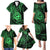 Polynesian Guam Coat of Arms Family Matching Puletasi and Hawaiian Shirt Polynesian Tribal Tattoo Green Version