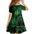 Polynesian Guam Coat of Arms Family Matching Short Sleeve Bodycon Dress and Hawaiian Shirt Polynesian Tribal Tattoo Green Version