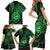 Polynesian Guam Coat of Arms Family Matching Short Sleeve Bodycon Dress and Hawaiian Shirt Polynesian Tribal Tattoo Green Version