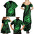 Polynesian Guam Coat of Arms Family Matching Summer Maxi Dress and Hawaiian Shirt Polynesian Tribal Tattoo Green Version