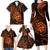 Polynesian Guam Coat of Arms Family Matching Long Sleeve Bodycon Dress and Hawaiian Shirt Polynesian Tribal Tattoo Orange Version